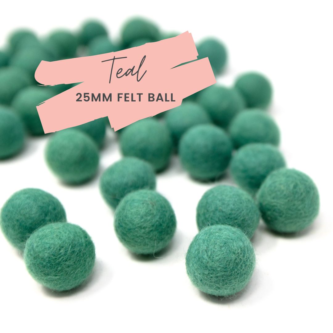 Teal Wool Felt Balls 25mm/ 1 inch Ball