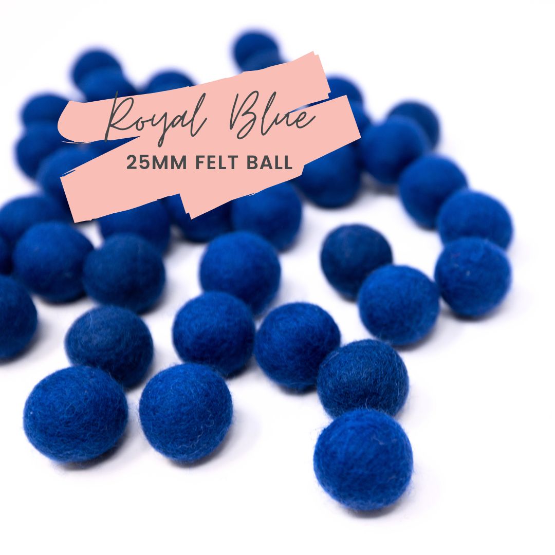 Royal Blue Wool Felt Balls 25mm/ 1 inch Ball