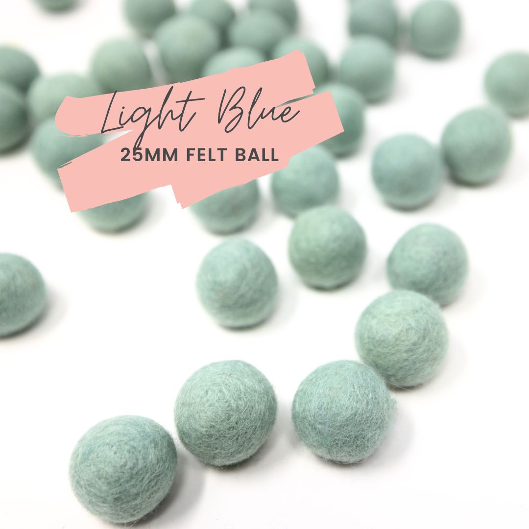 Light Blue Wool Felt Balls 25mm/ 1 inch Ball