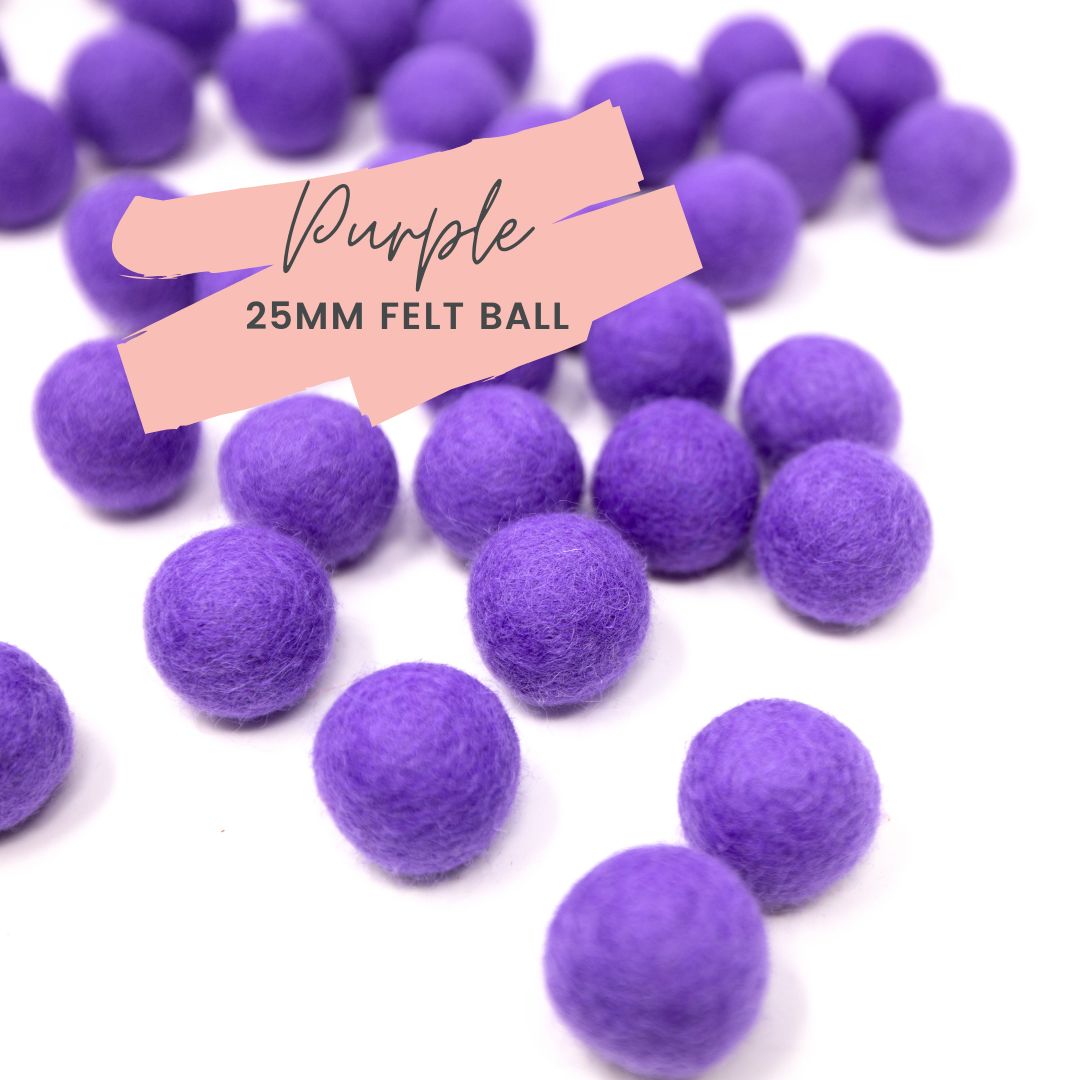 Purple Wool Felt Balls 25mm/ 1 inch Ball