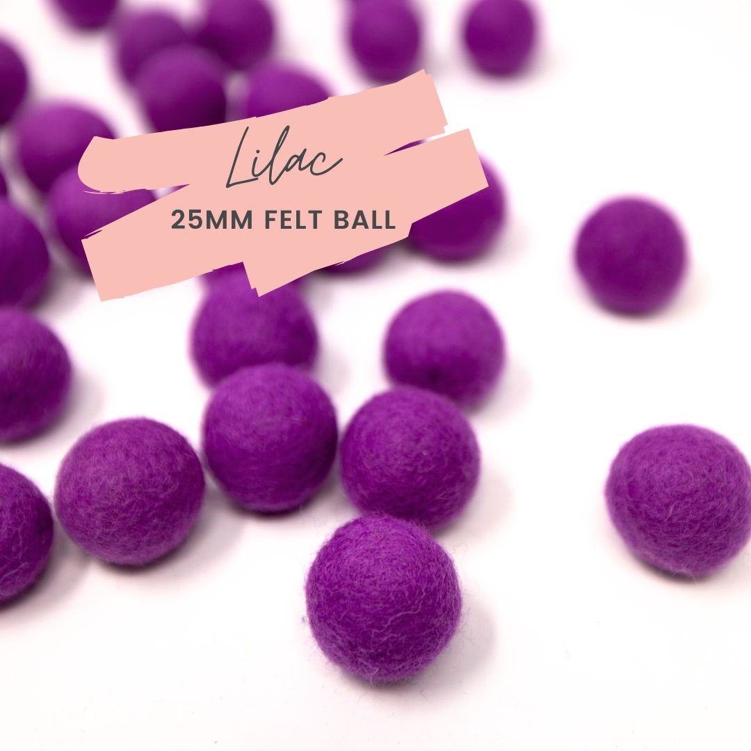 Lilac Wool Felt Balls 25mm/ 1 inch Ball