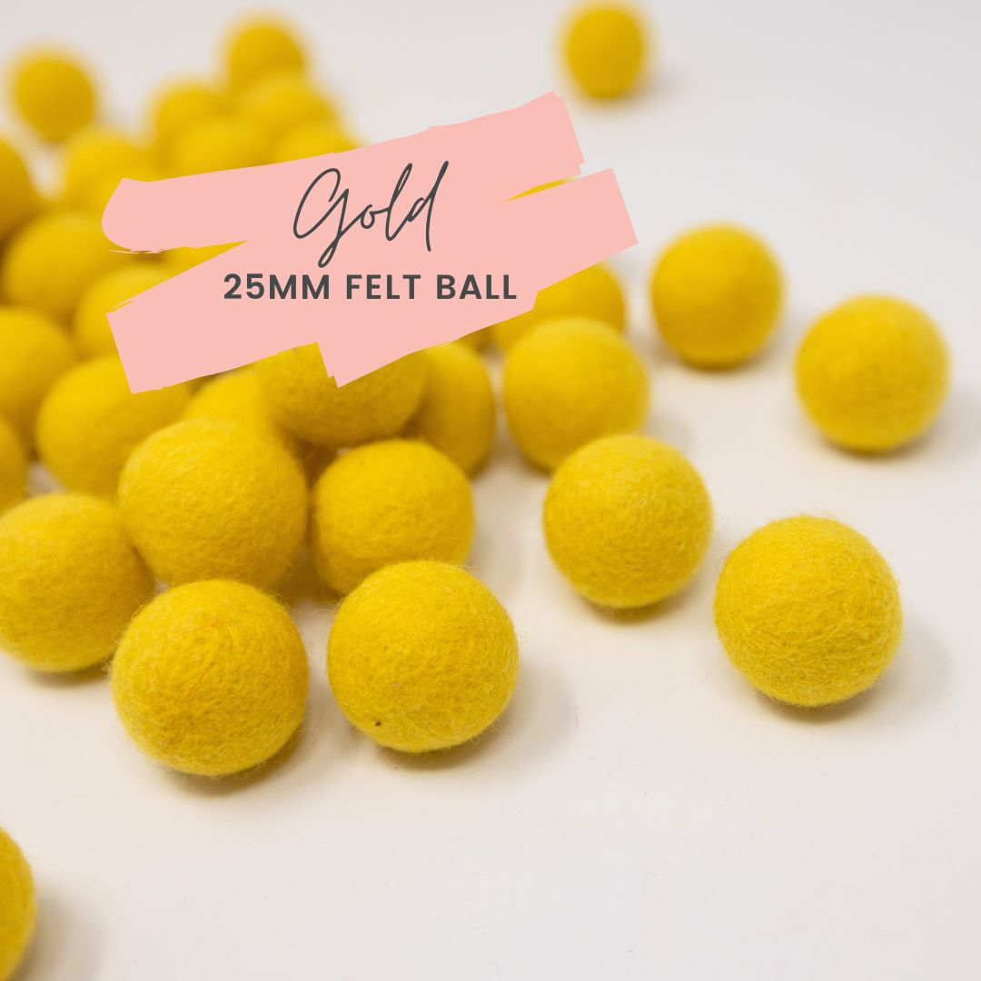 Gold Wool Felt Balls 25mm/ 1 inch Ball
