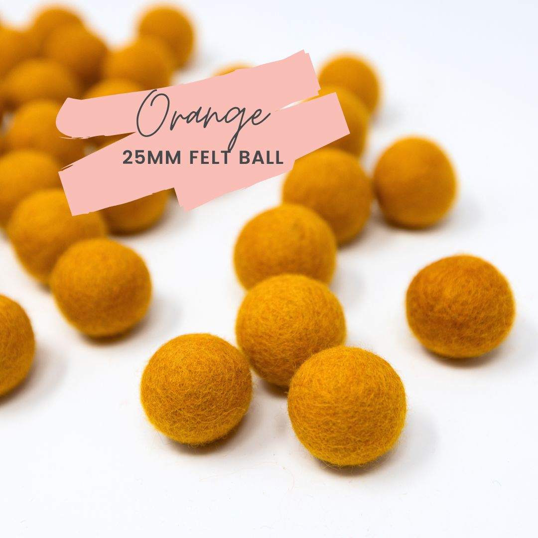 Orange Wool Felt Balls 25mm/ 1 inch Ball