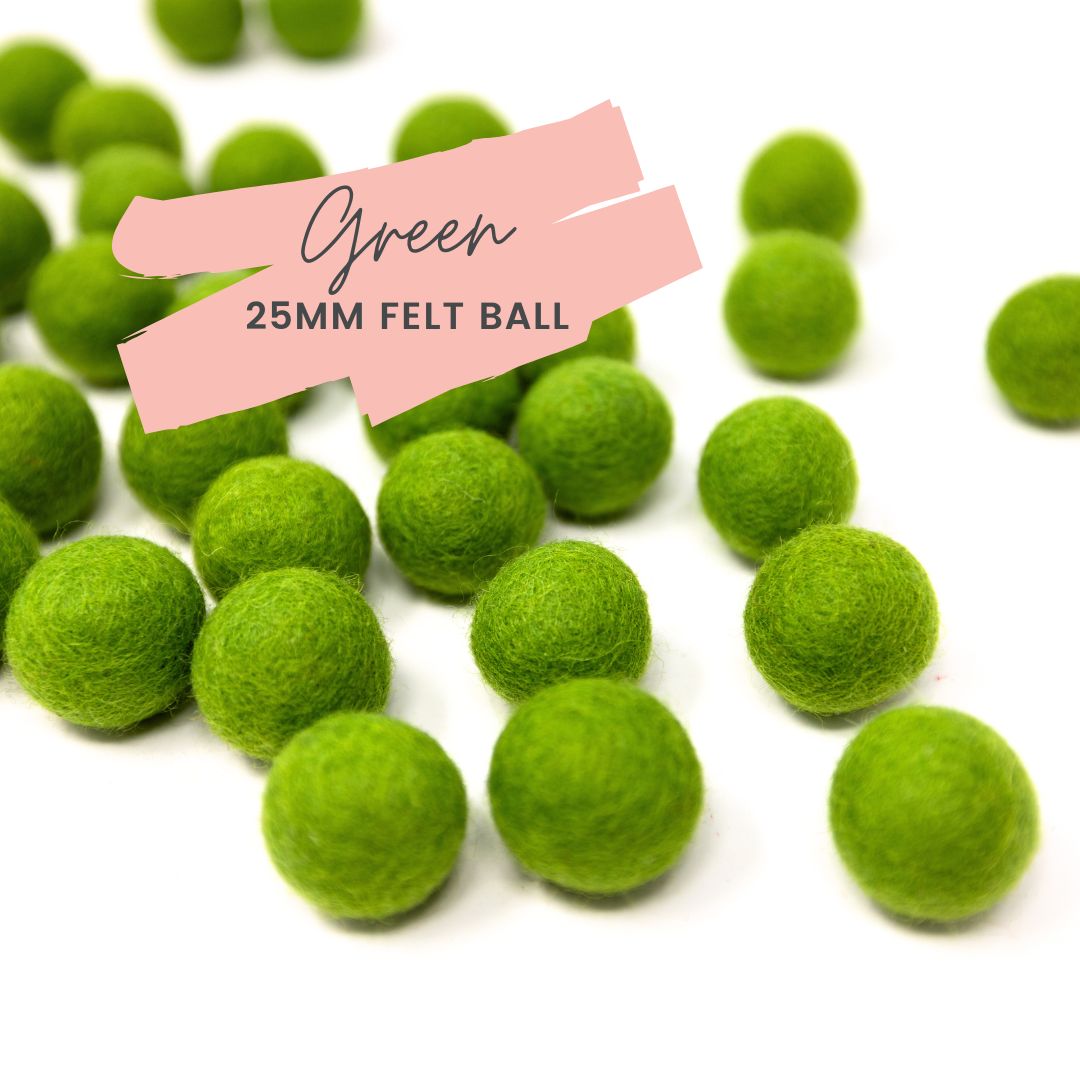 Green Wool Felt Balls 25mm/ 1 inch Ball