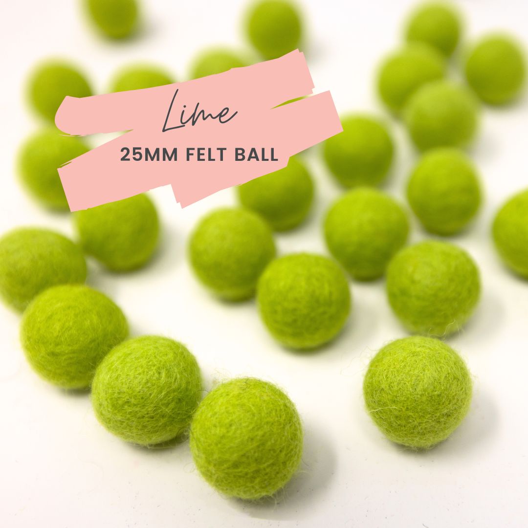 Lime Wool Felt Balls 25mm/ 1 inch Ball