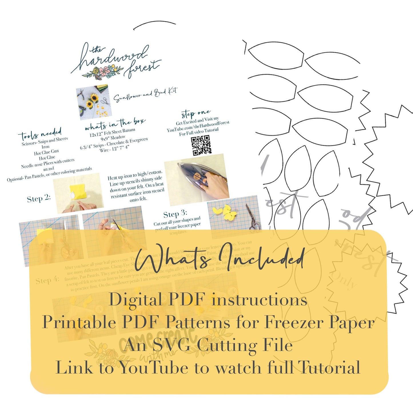Sunflower and Bud PDF and SVG Digital Download Kit