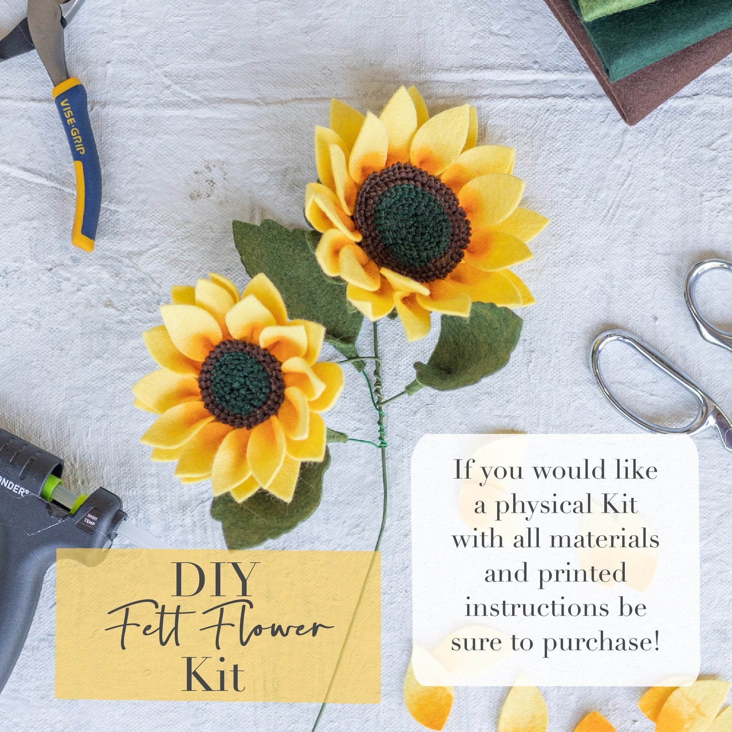Sunflower and Bud PDF and SVG Digital Download Kit