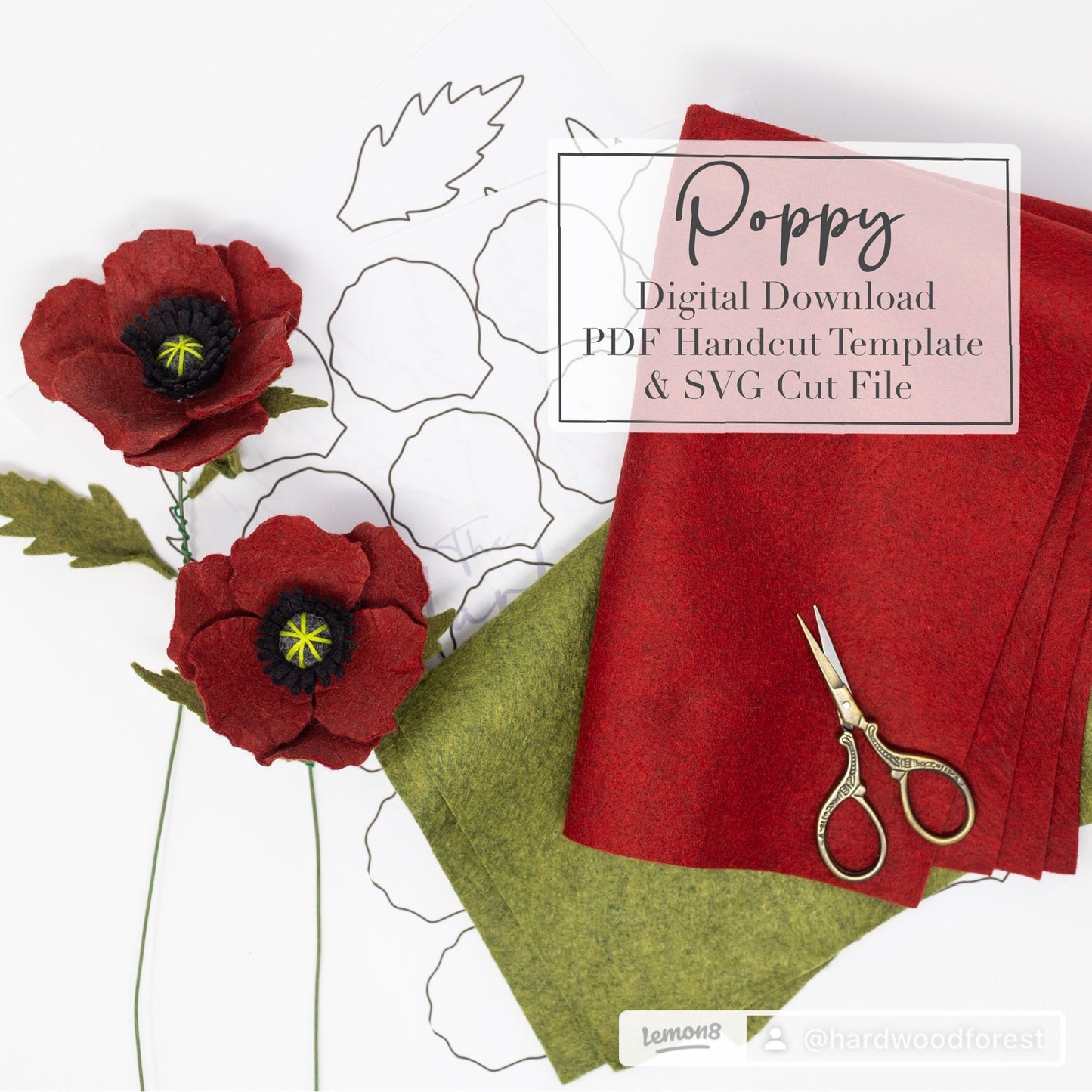 Poppy and Leaf Digital PDF & SVG Download