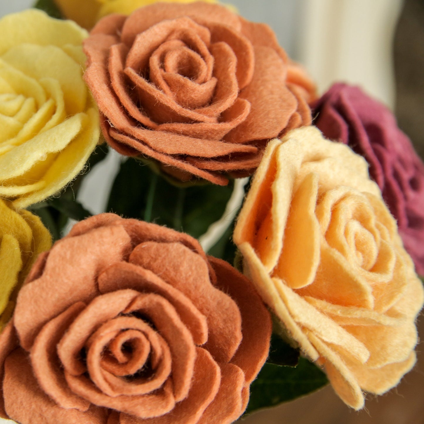 English Rose Felt Flower Stem