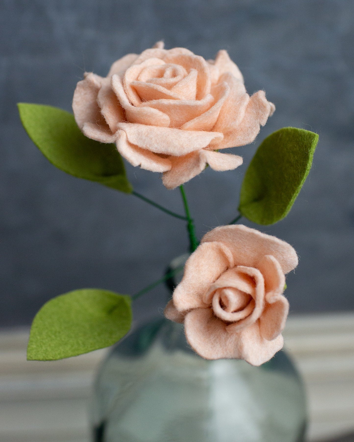 English Rose With Bud Felt Flower