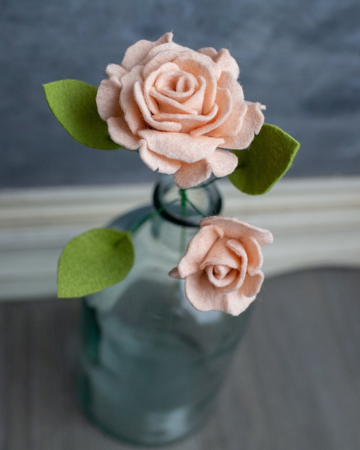 English Rose With Bud Felt Flower