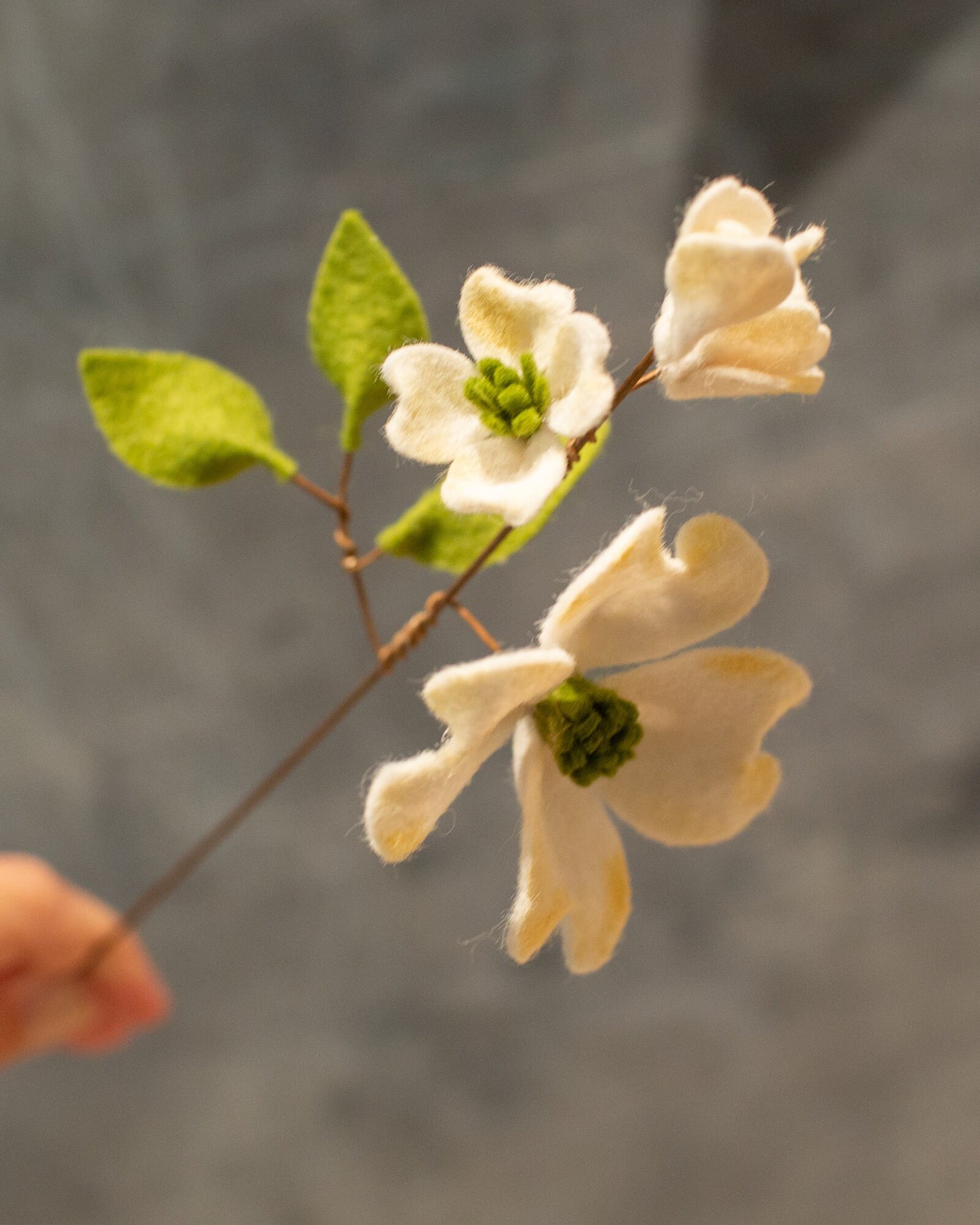Small Dogwood Felt Flower Stem
