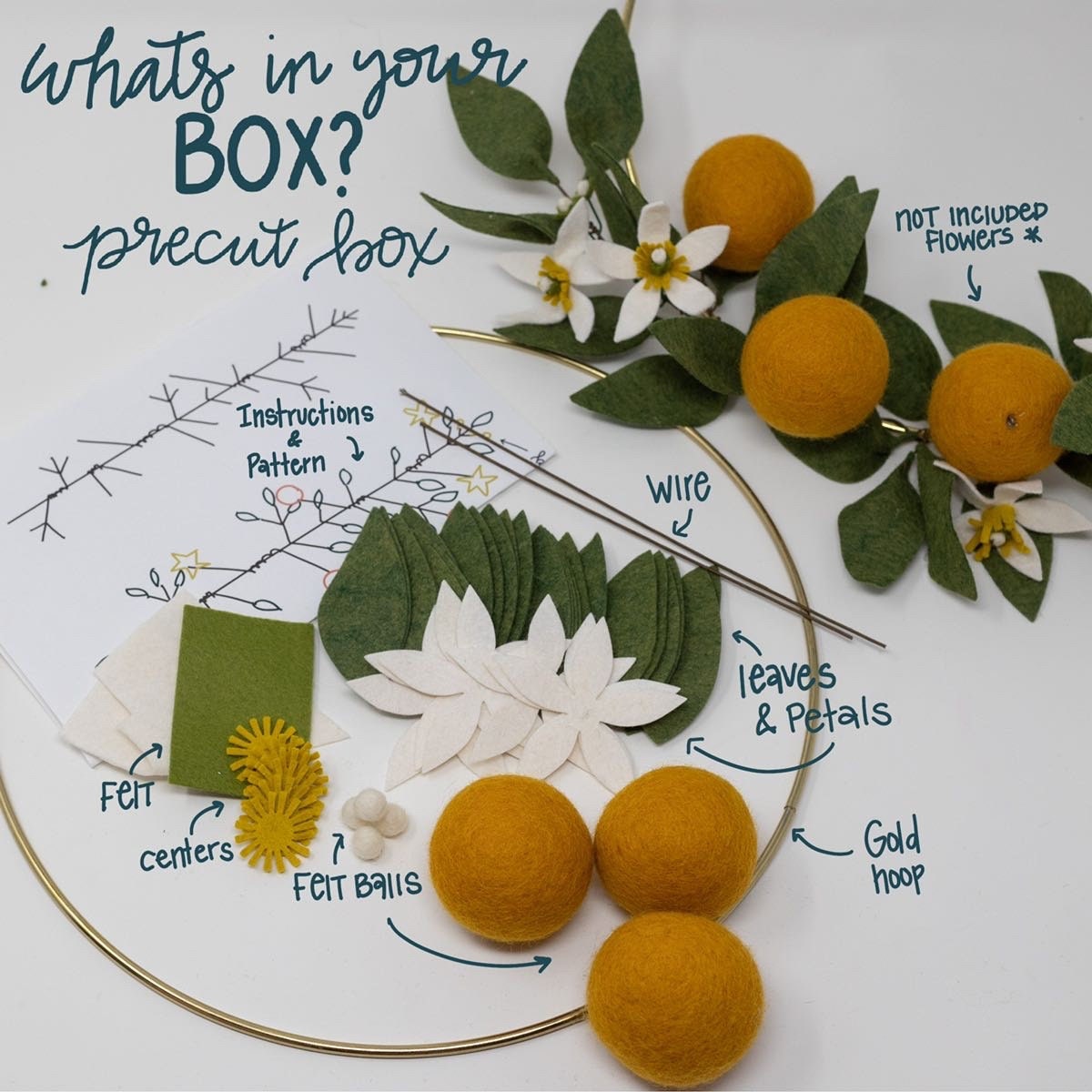 Orange Blossom Wreath Felt Flower DIY Kit