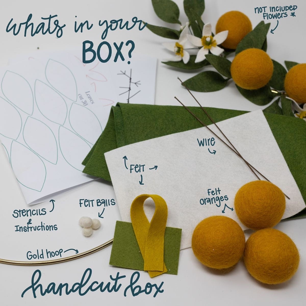Orange Blossom Wreath Felt Flower DIY Kit