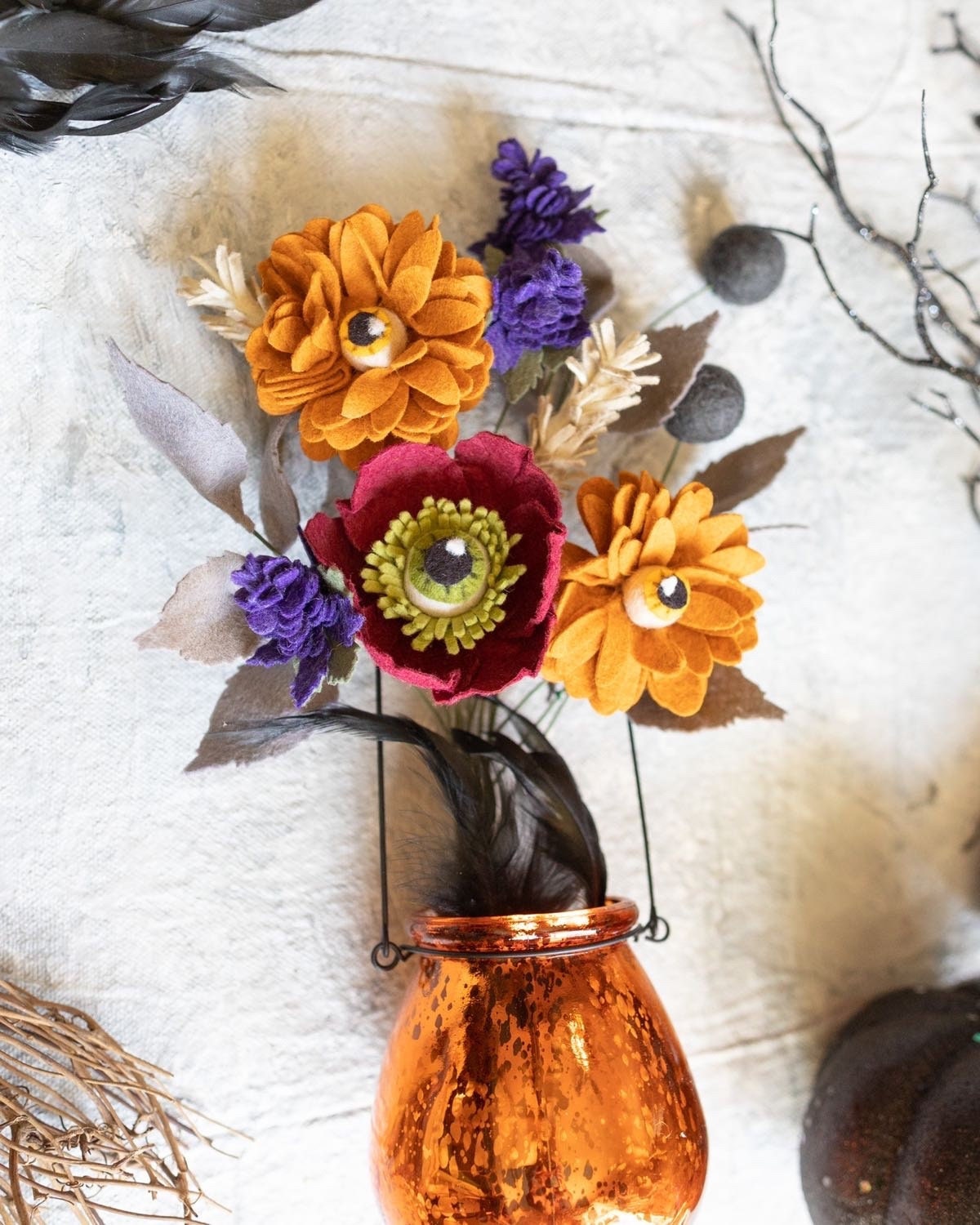 Halloween Flower Bouquet Flowers with Eyes