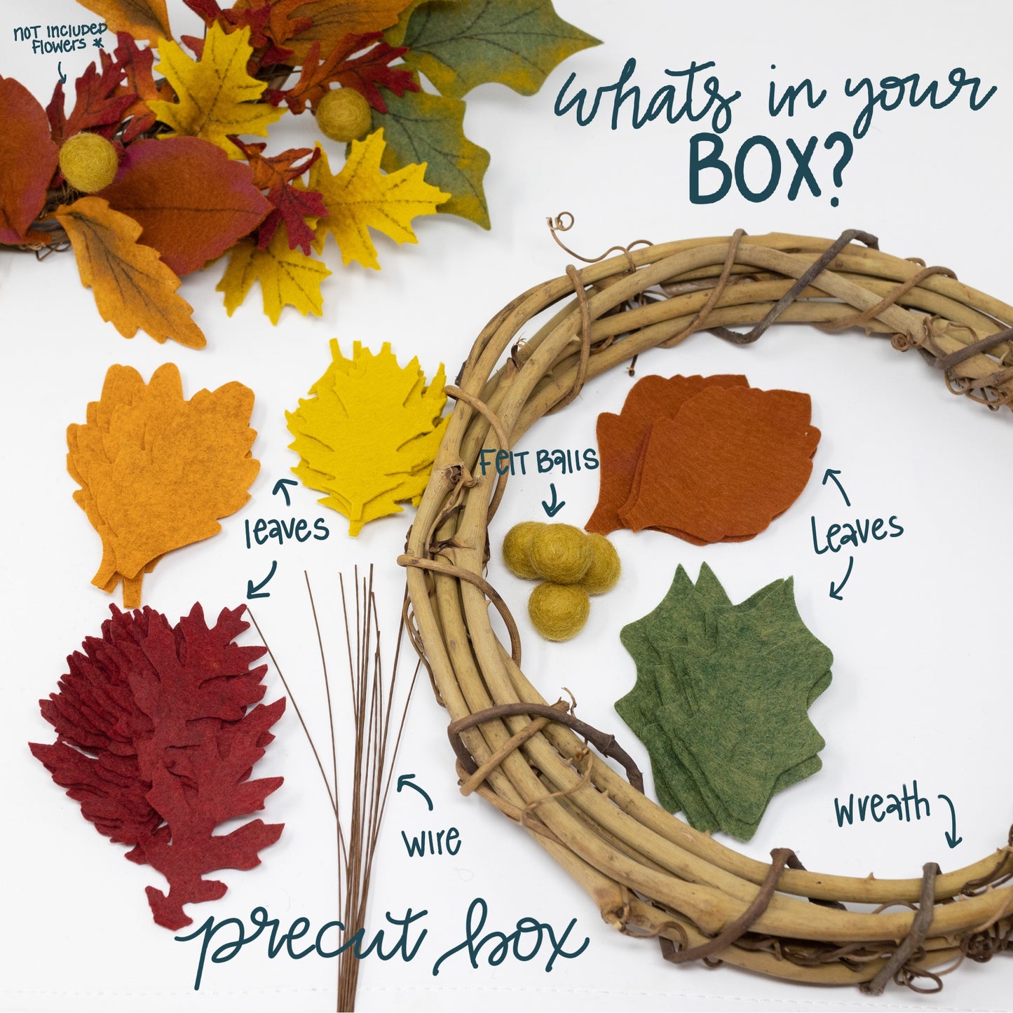 Fall Leaf Wreath Felt Flower DIY Kit