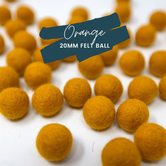 Orange Wool Felt Balls 20mm/ .75 inch Ball