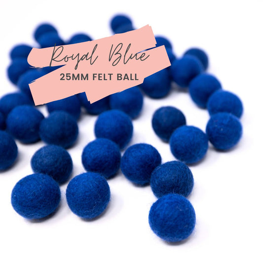 Royal Blue Wool Felt Balls 25mm/ 1 inch Ball