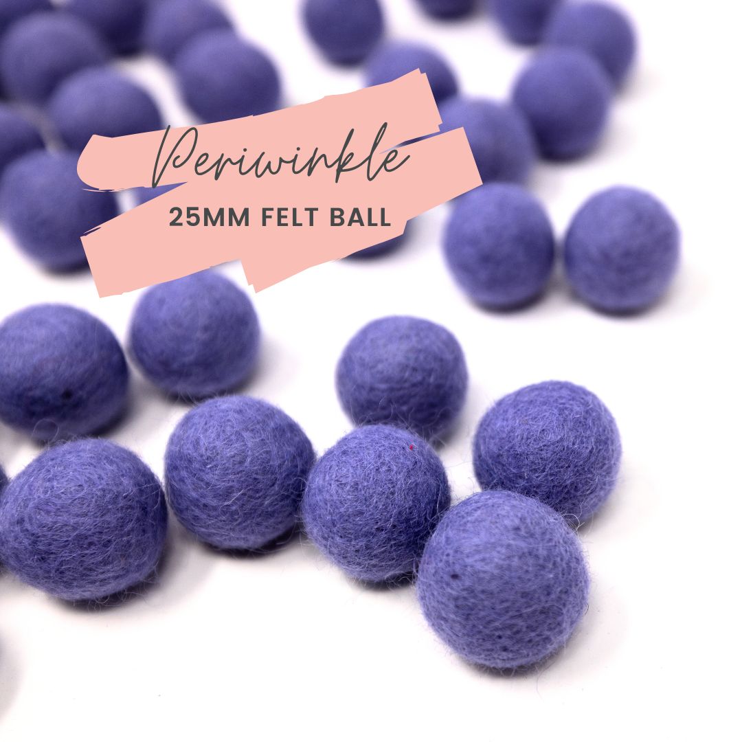 Periwinkle Wool Felt Balls 25mm/ 1 inch Ball