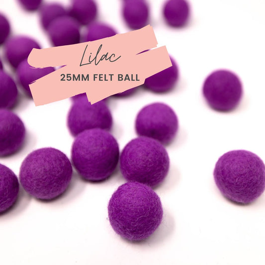 Lilac Wool Felt Balls 25mm/ 1 inch Ball