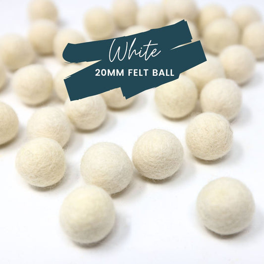 White Wool Felt Balls 20mm/ .75 inch Ball