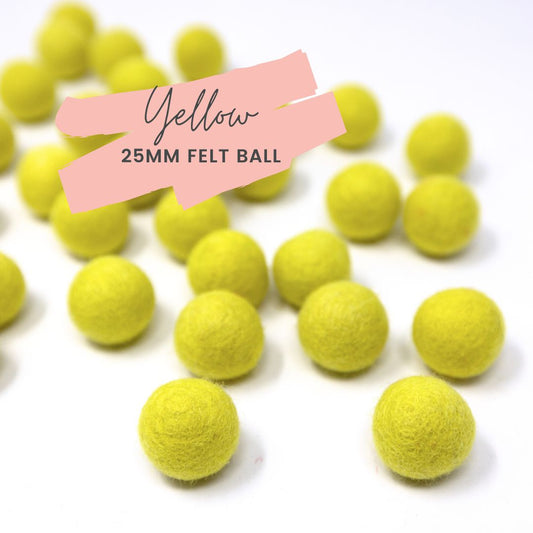 Yellow Wool Felt Balls 25mm/ 1 inch Ball