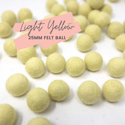 Light Yellow Wool Felt Balls 25mm/ 1 inch Ball (Copy)