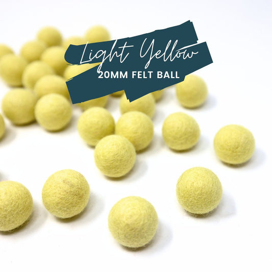 Light Yellow Wool Felt Balls 20mm/ .75 inch Ball