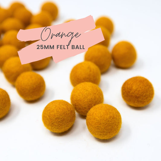 Orange Wool Felt Balls 25mm/ 1 inch Ball