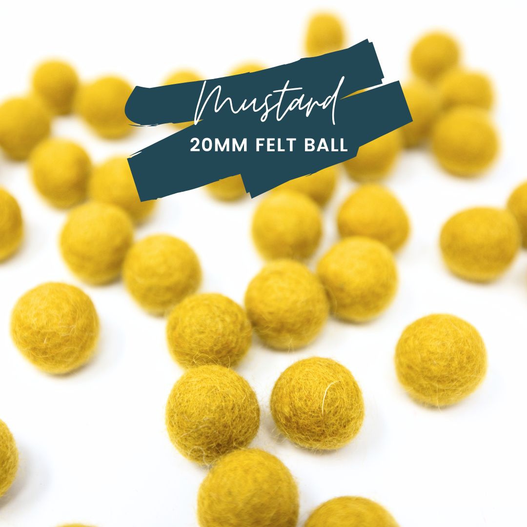 Mustard Wool Felt Balls 20mm/ .75 inch Ball