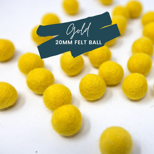 Gold Wool Felt Balls 20mm/ .75 inch Ball