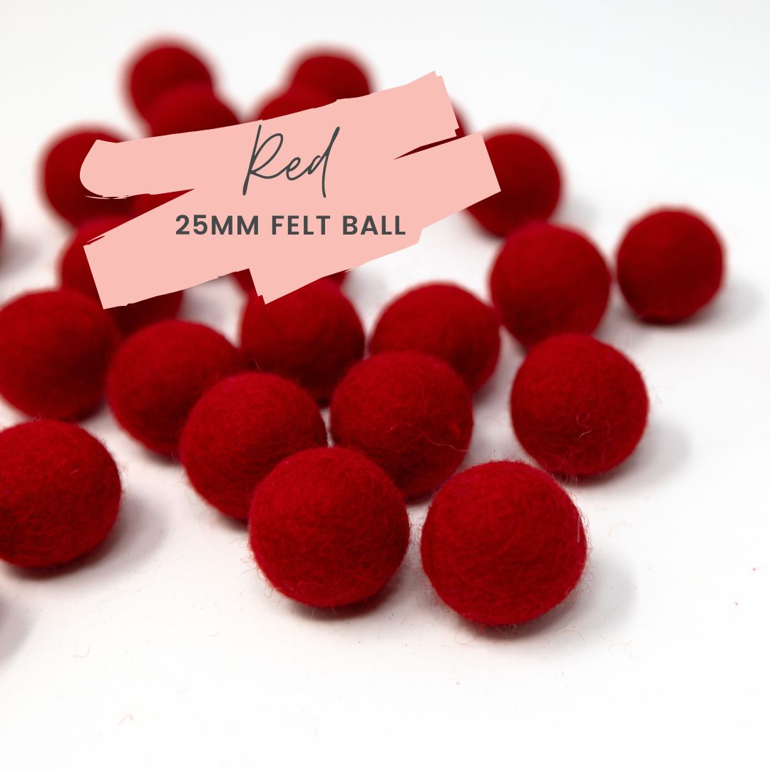 Red Wool Felt Balls 25mm/ 1 inch Ball