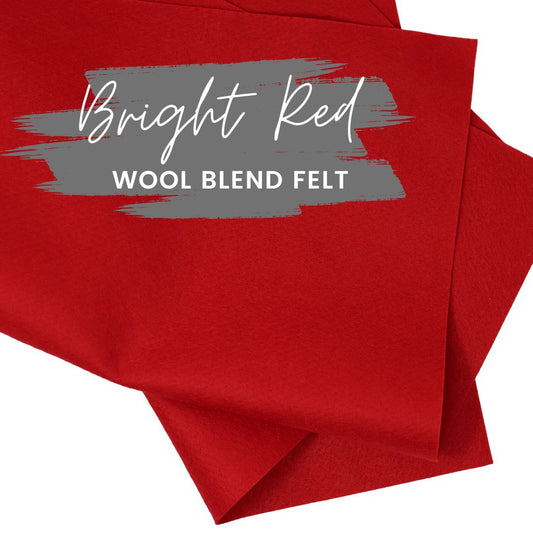 Bright Red Wool Blend Felt