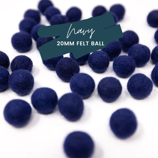 Navy Wool Felt Balls 20mm/ .75 inch Ball
