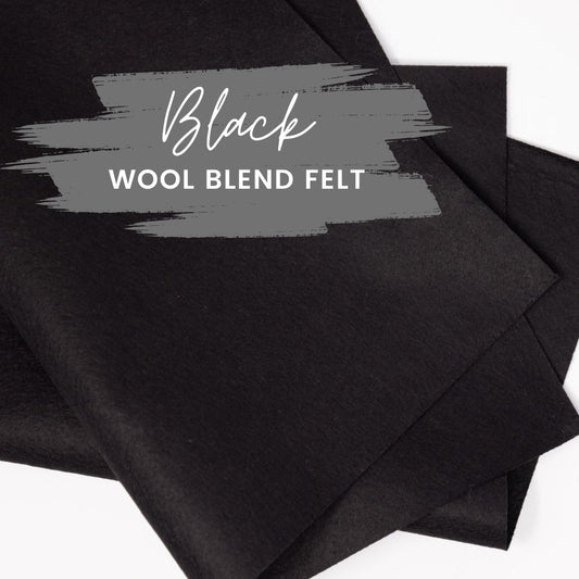 Black Wool Blend Felt