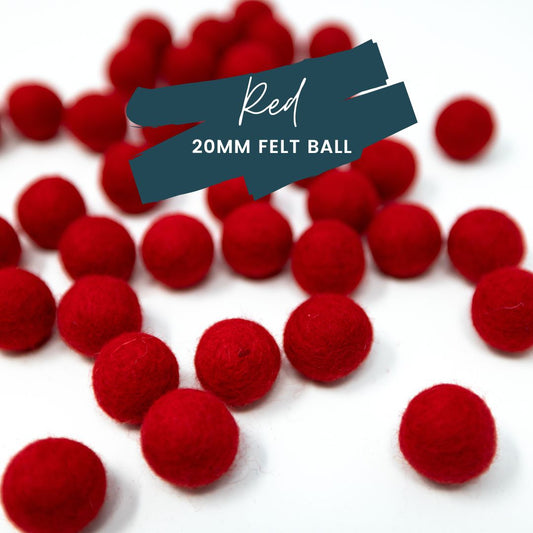 Red Wool Felt Balls 20mm/ .75 inch Ball