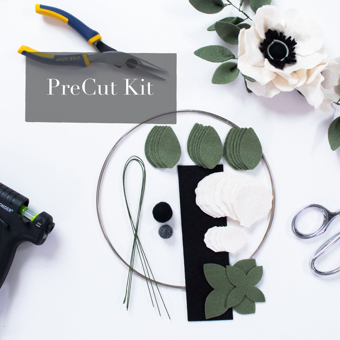 Felt Anemone Hoop Wreath DIY Kit