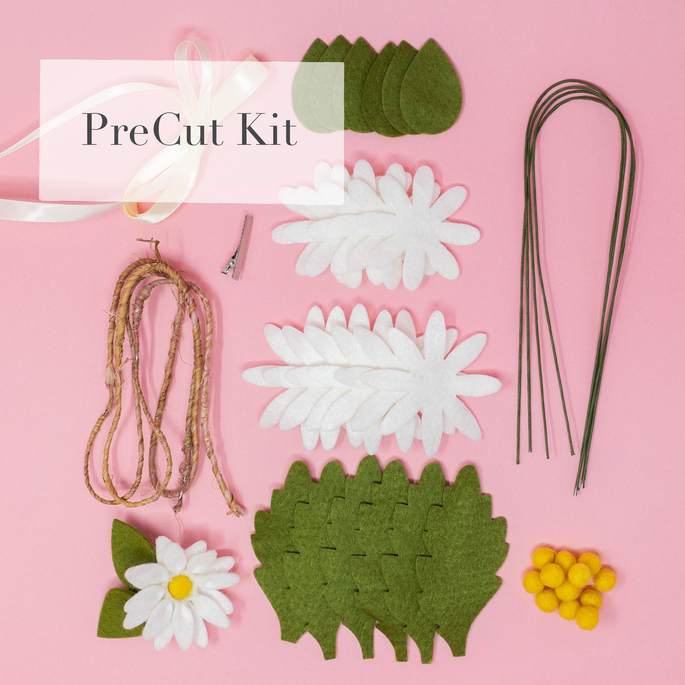 Felt Daisy Trio Flower DIY Kit TheHardwoodForest