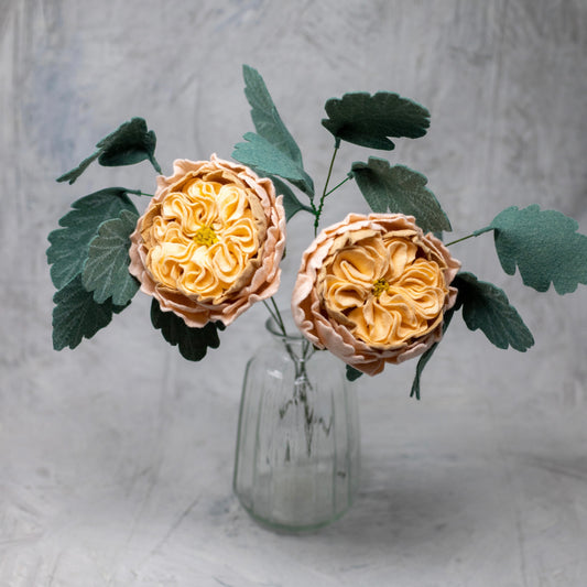 Cabbage Rose Felt Flower Stem
