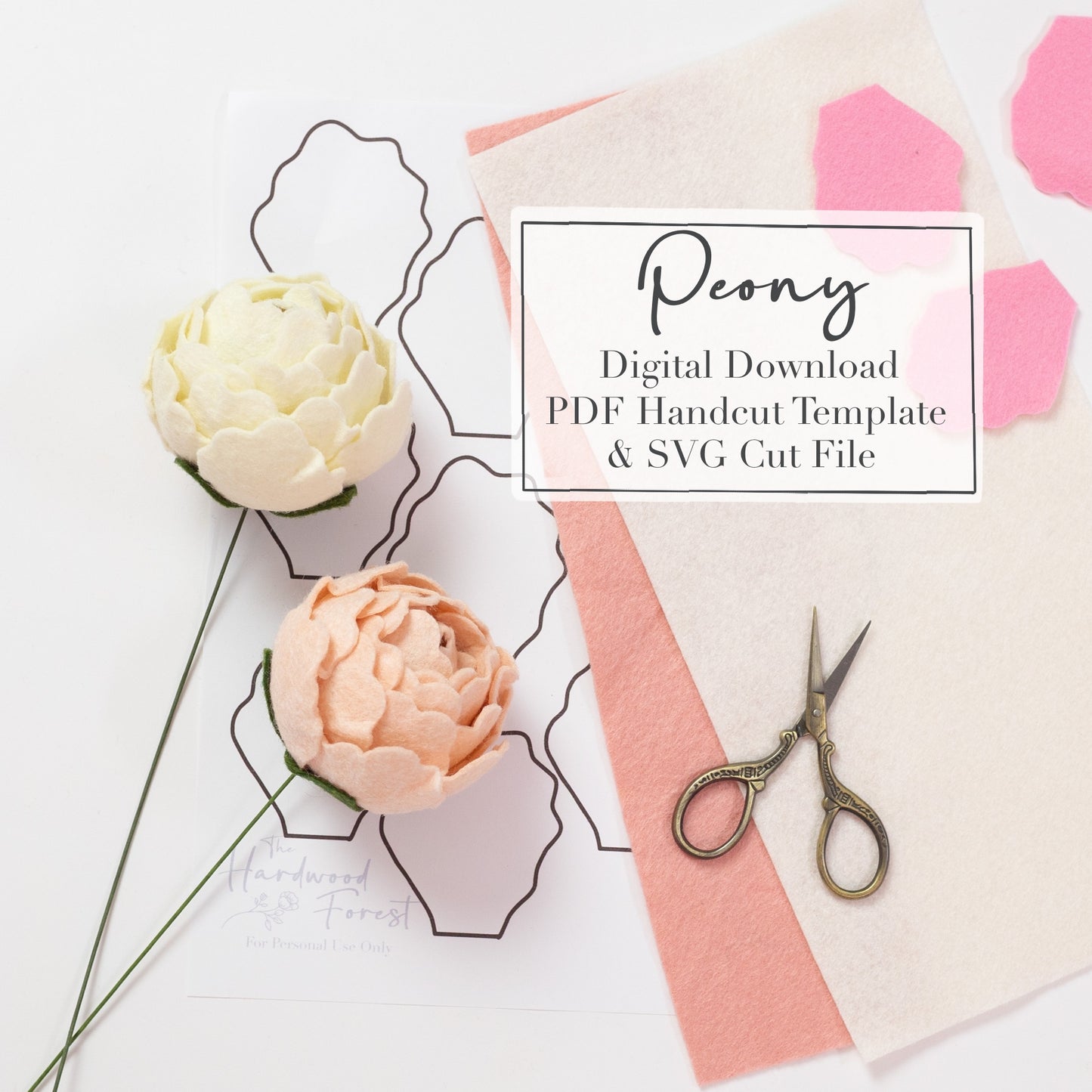 Peony Digital DownloadTemplate and SVG file