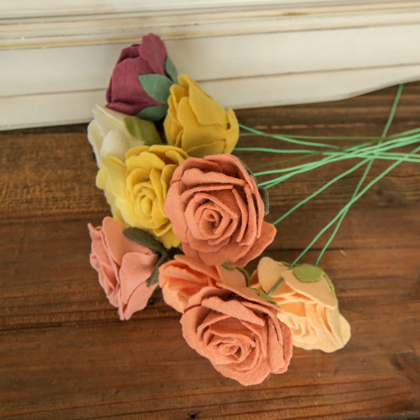 English Rose Felt Flower Stem