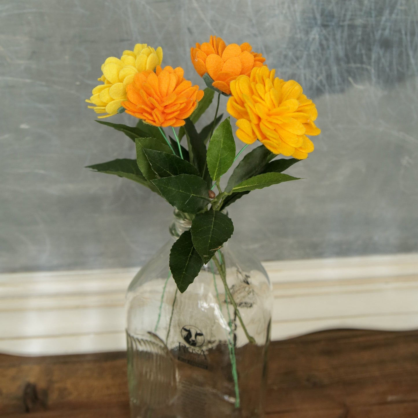 Marigold Felt Flower Stem