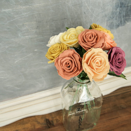 English Rose Felt Flower Stem