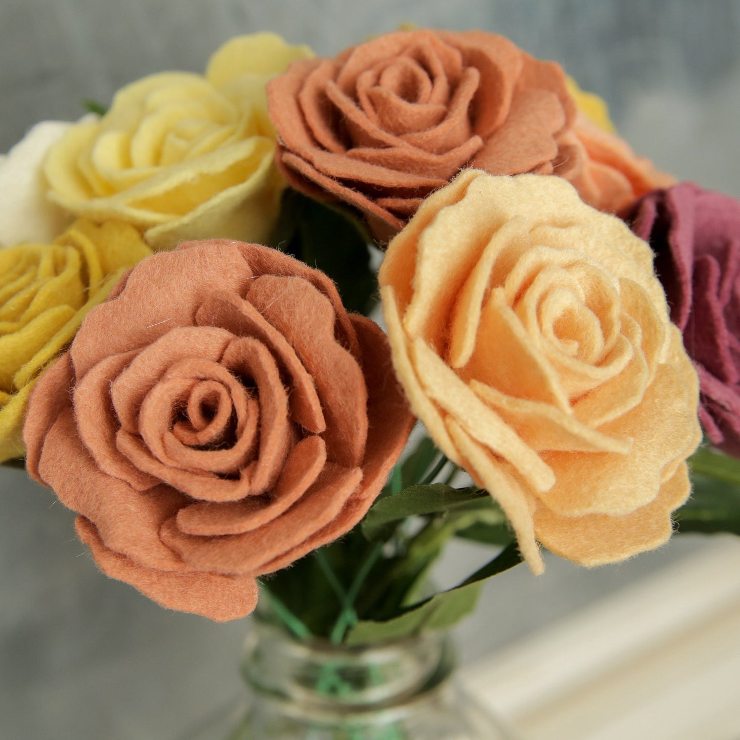 English Rose Felt Flower Stem