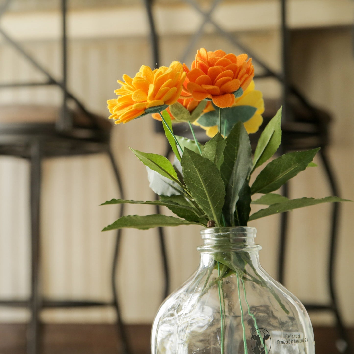 Marigold Felt Flower Stem