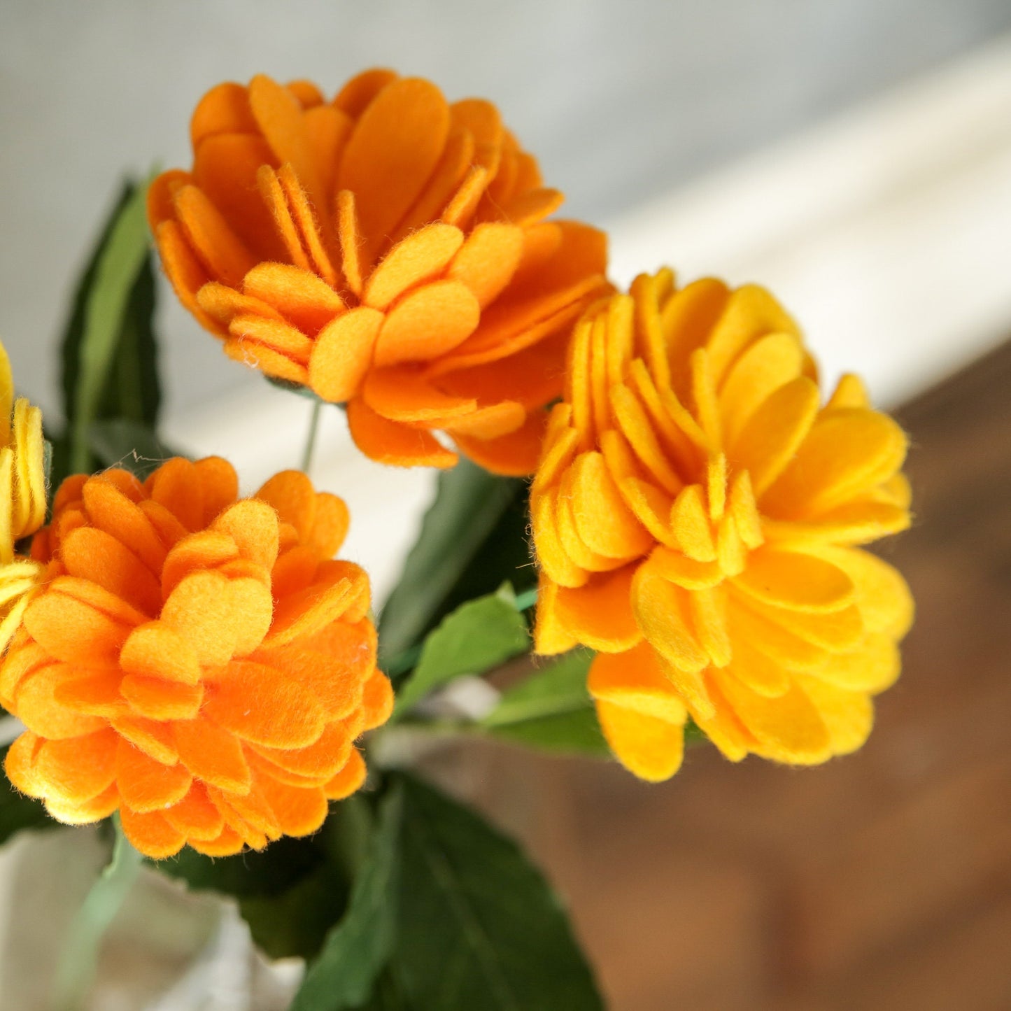 Marigold Felt Flower Stem