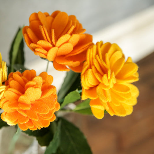 Marigold Felt Flower Stem