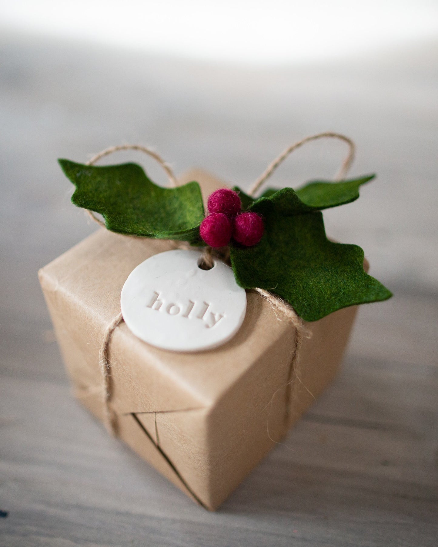 Holly Christmas Gift Accent