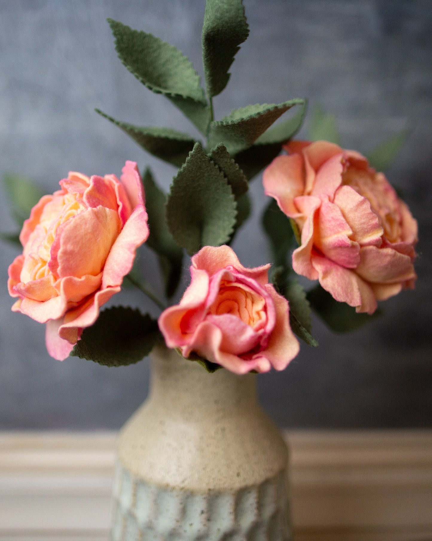 Juliet Rose With Bud Felt Flower