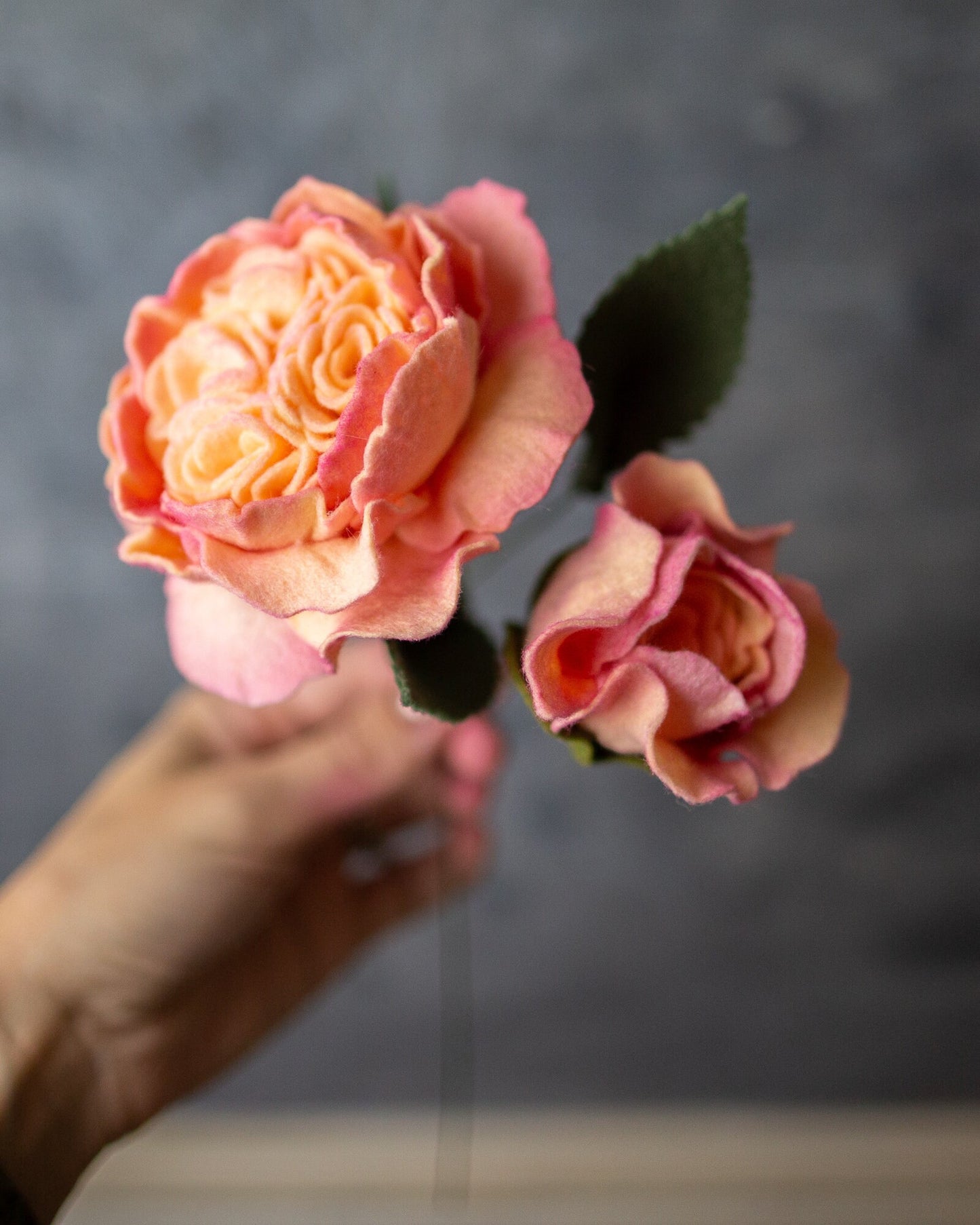 Juliet Rose With Bud Felt Flower